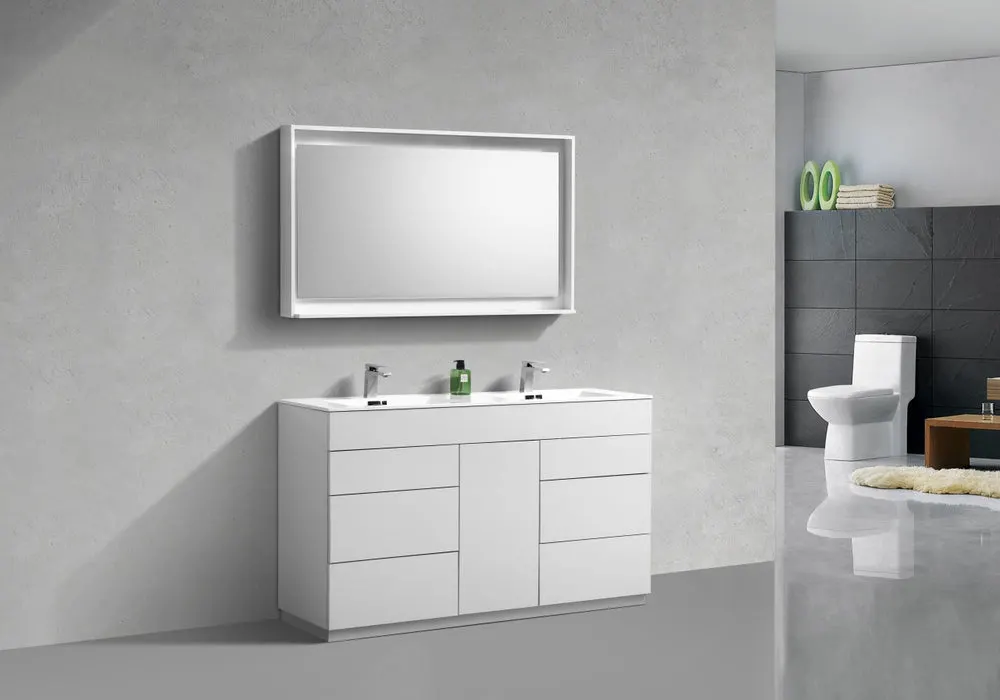 Plywood with Melamine Floor Standing Bathroom Furniture Cabinets with Marble Top Ceramic Basin