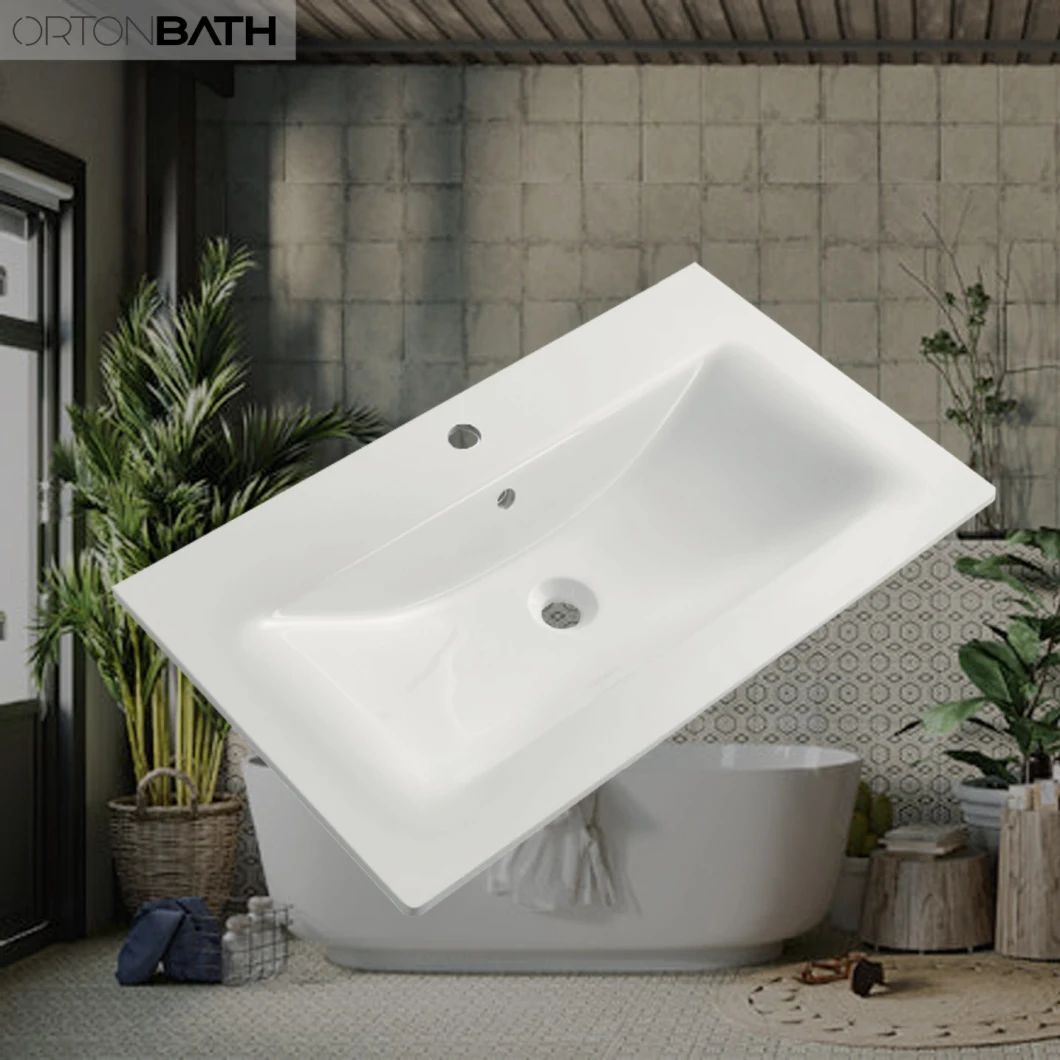 Ortonbath Big Capacity Bathroom Cabinet Single Bowl Small Bathroom Resin Gel Coat Artificial Stone Hand Vanity Wash Basin Otrss798