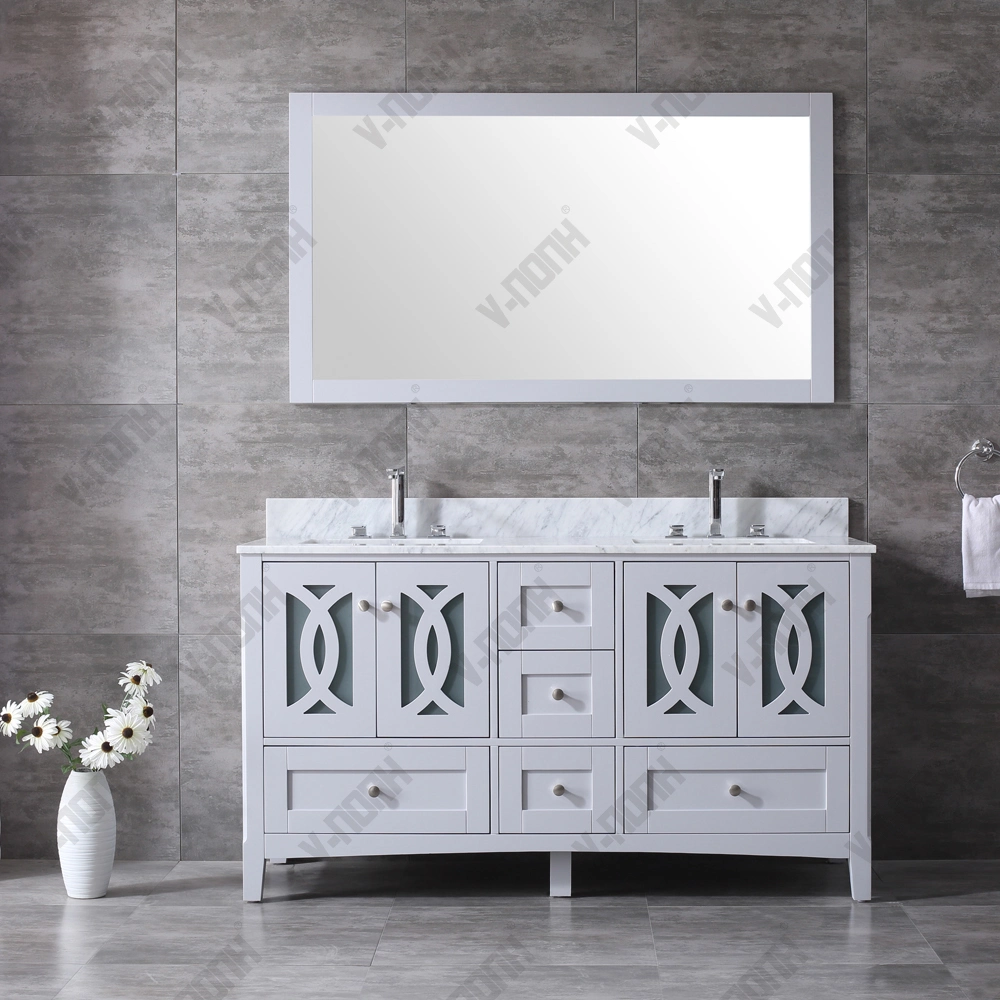 48inch Top Quality Modern Carrara Marble Top Bathroom Vanity Cabinet