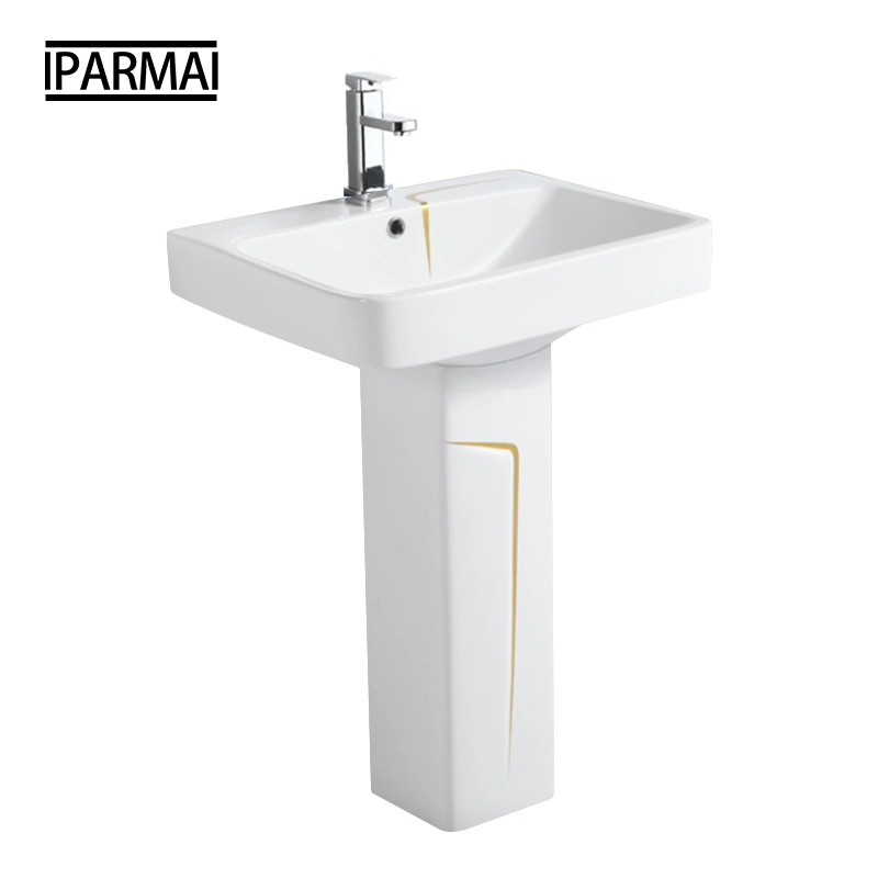 Wholesale Luxury Sanitary Ware Glazed Ceramic Hand Wash Pedestal Sink Floor Standing Bathroom Pedestal Wash Basin