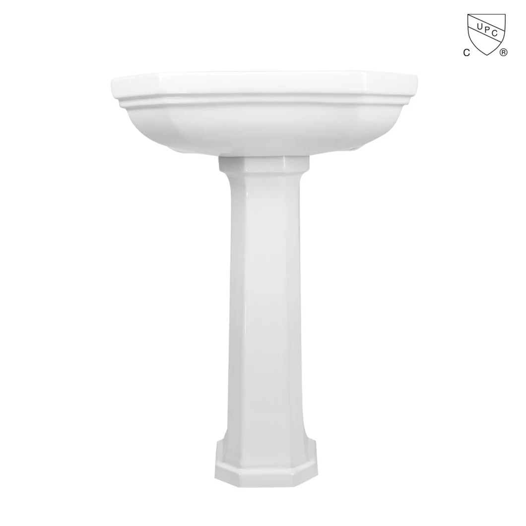 Porcelain Wash Basin Washstand Upc Pedestal Sink Ceramic Lavatory Washbasin with Stand