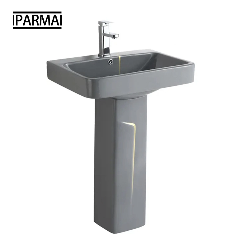 Wholesale Luxury Sanitary Ware Glazed Ceramic Hand Wash Pedestal Sink Floor Standing Bathroom Pedestal Wash Basin