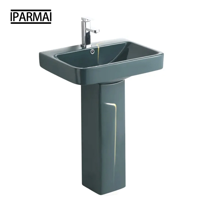 Wholesale Luxury Sanitary Ware Glazed Ceramic Hand Wash Pedestal Sink Floor Standing Bathroom Pedestal Wash Basin