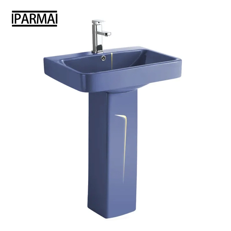 Wholesale Luxury Sanitary Ware Glazed Ceramic Hand Wash Pedestal Sink Floor Standing Bathroom Pedestal Wash Basin