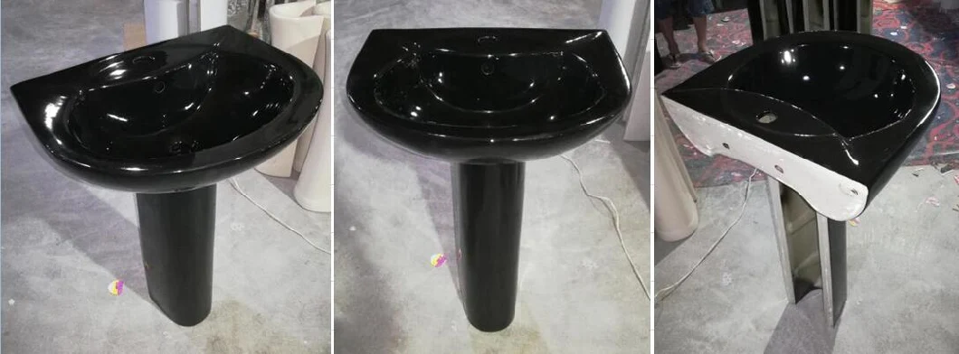 Chaozhou Factory Sanitary Ware Ceramic Black Color Pedestal Basin