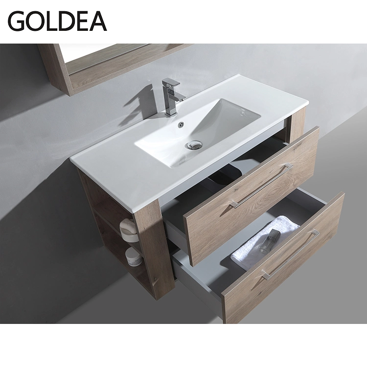 Hot Selling Modern Wall Mount Storage Melamine Bathroom Vanity and Sink Cabinet with Mirror