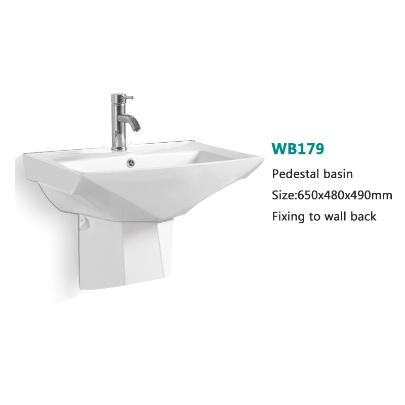 Bathroom Sanitary Ware Saving Place Wash Basin Half Pedestal Basin Semi Pedestal Sink Ceramic Lavabo Wall Hung Basin