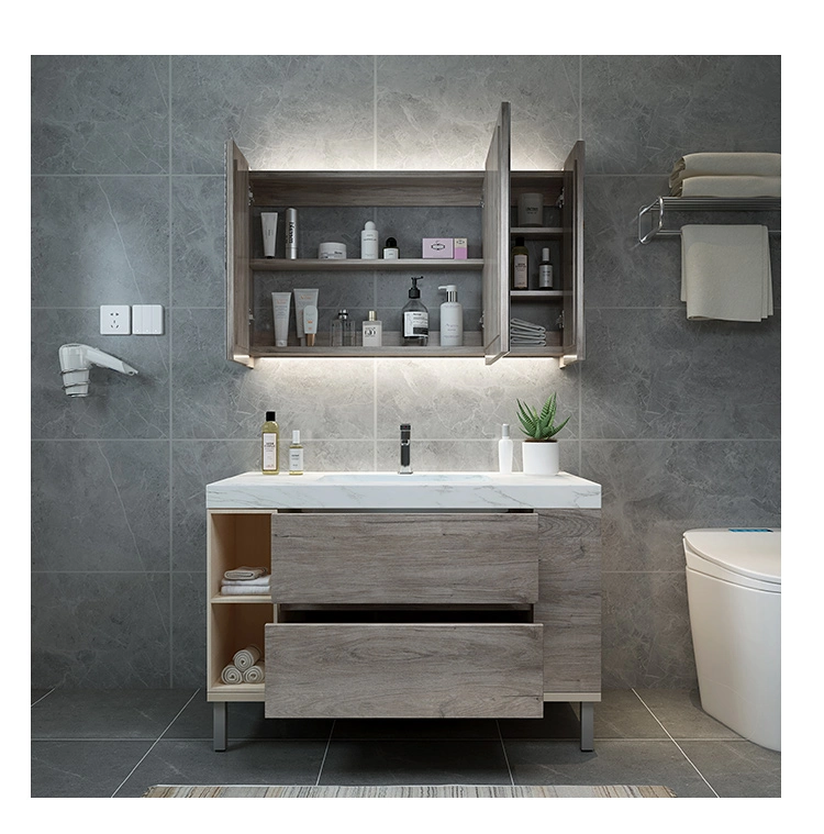 Log Color Floor Standing Bathroom Cabinet