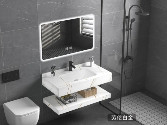 Guangdong Factory Sanitary Ware Black Wall Hung Double Vanity Unit and Basin Bathroom Vanity Cabinet