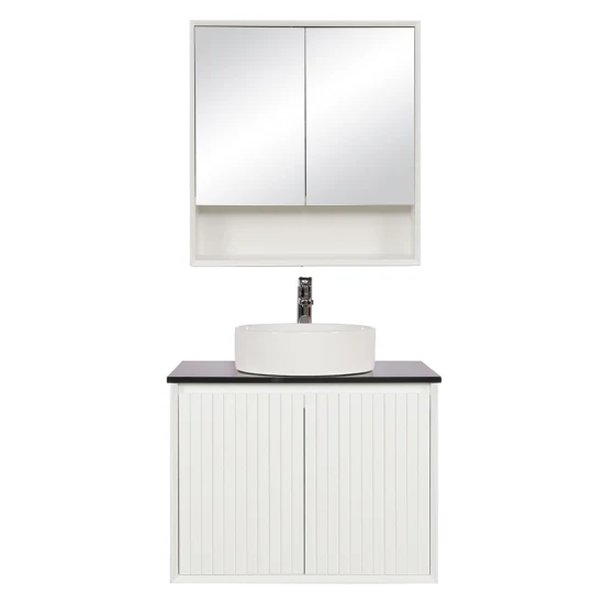 Bathroom Wall Hung Matte Black Vanity Cabinet with Stone Top 1200mm