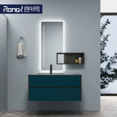 Solid Wood Modern Simple Wall Mountained Combination Bathroom Cabinet